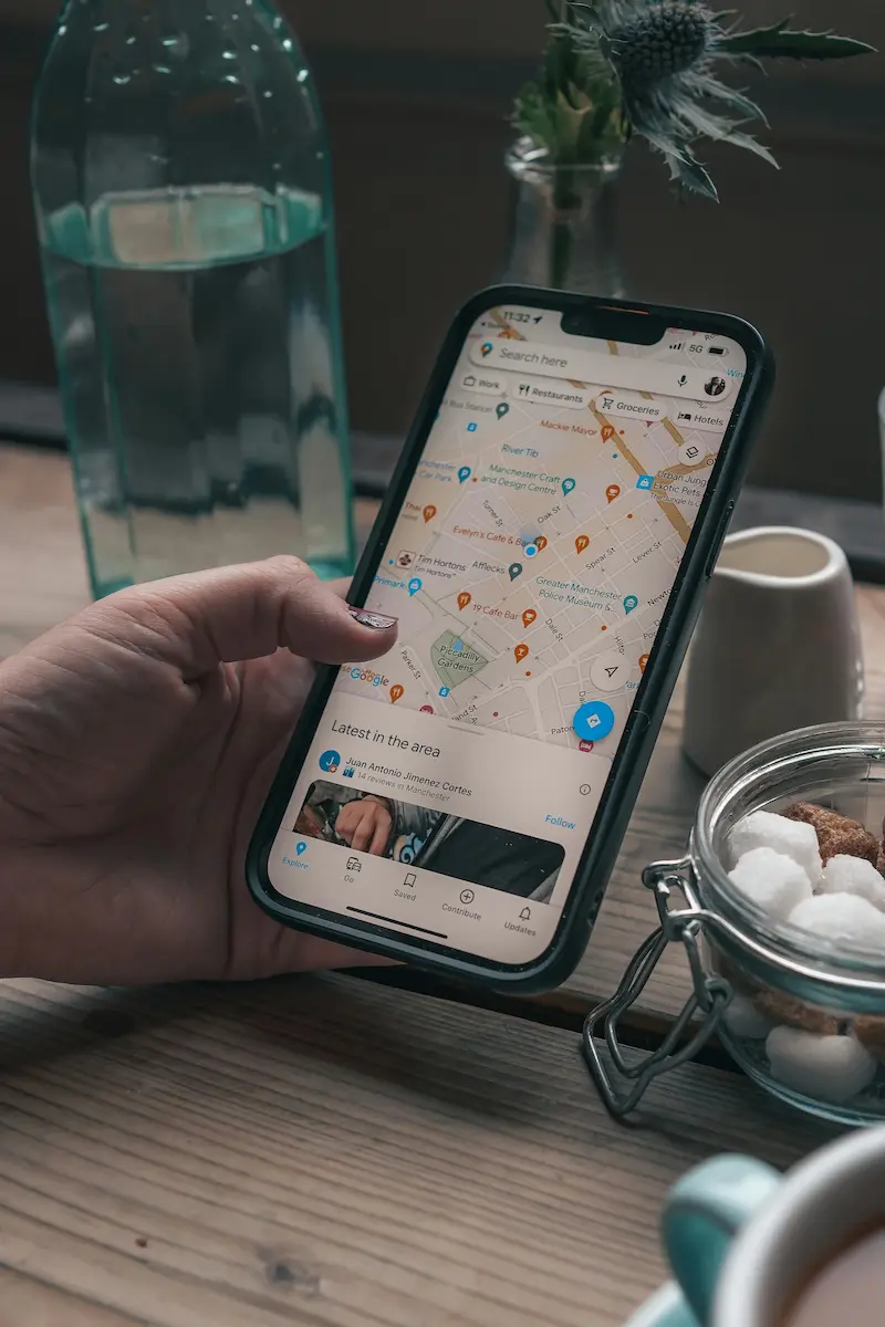 Google Maps showing local business results on mobile phone